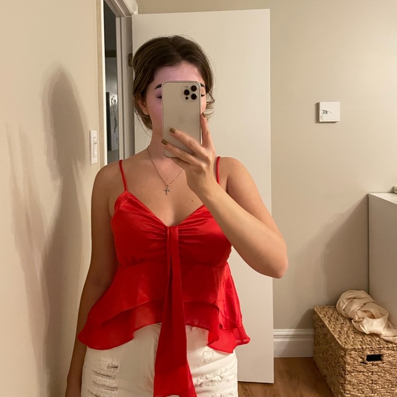 FashionNova Red Satin Cami - Picture 2 of 3